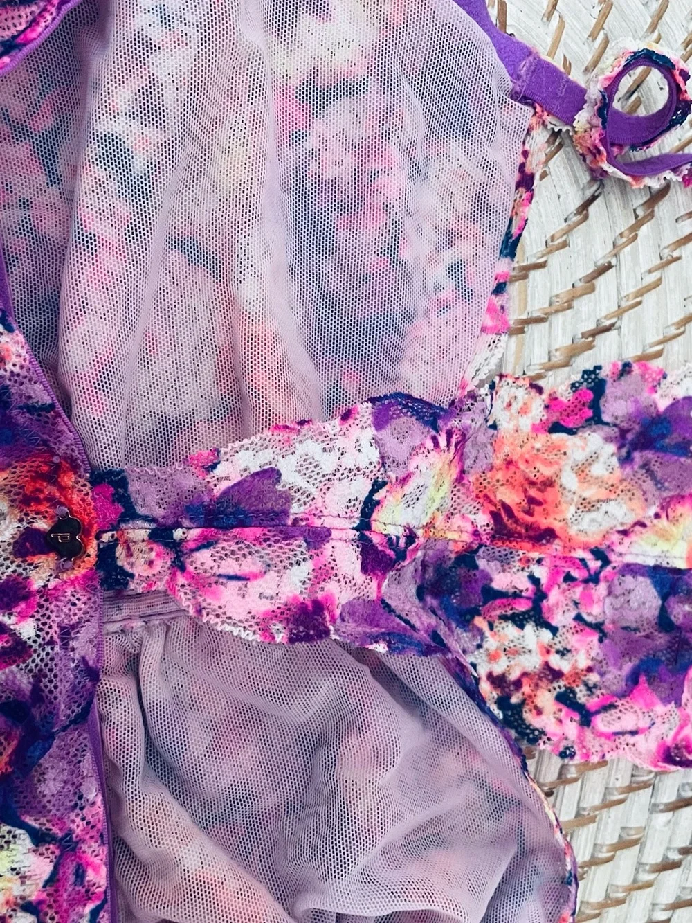 Victoria's Secret Purple Floral Lace One-Piece